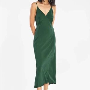 LACAUSA Forest Green Slip Midi Dress